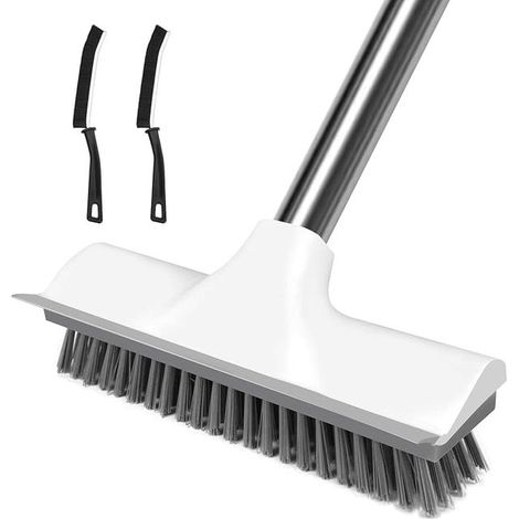 Scrubbing Brush with Squeegee Floor Brush for Carpet Floor Brush with Adjustable Handle Cleaning Brush for Kitchen Bathroom Patio Wall (1/5)