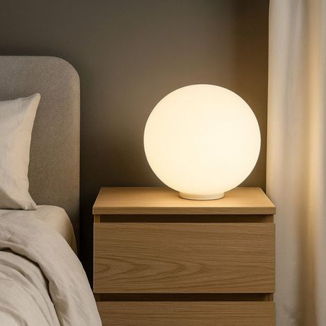 Lampe à poser globe verre soufflé blanc Diam.30 Yoga (1/3)