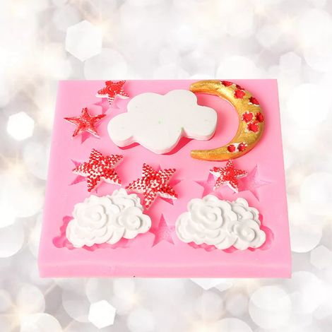 Moules en silicone 50-835 Lune, Étoile et Nuage - Moules à pâtisserie pour décoration de gâteaux, moules à biscuits en fondant, moules à pudding au chocolat, moules à savon artisanal, moules à résine  (1/5)