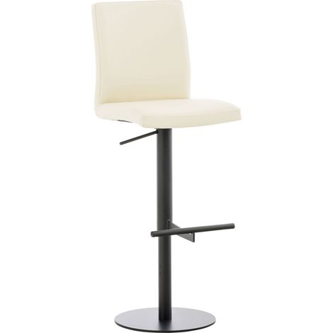 Sgabello bar x1 regolabile in altezza e piattaforma rotonda girevole a 360° in metallo nero con seduta in PVC panna 100004567
