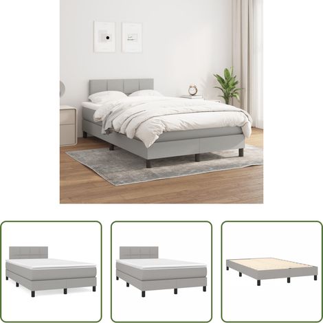 Matratze - Boxspringbett mit Matratze Hellgrau 120x200 cm Stoff (1/5)