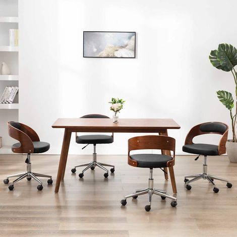 vidaXL Sillas de comedor 4 uds madera curvada y cuero sintético (1/5)