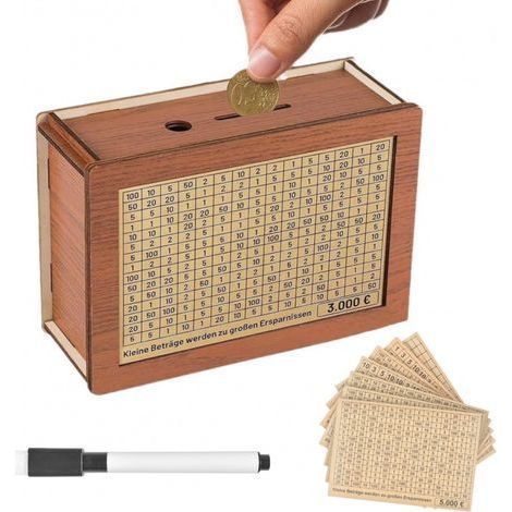 tirelire en bois, boîte de rangement pour pièces de monnaie (1/5)