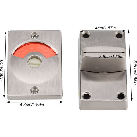 Cerrojo con indicador de ocupación/libre para aseos y baños públicos – aleación de zinc + acero inoxidable, 12–18 mm (1/5)