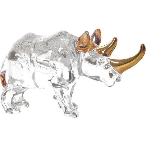 Figurine Rhinocéros en Cristal pour Décoration Intérieure Fond Plat Élégante et Artistique, pour Bureaux et Études (1/5)