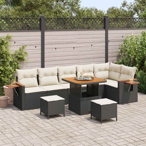 vidaXL Gartensofa-set 9 pcs Schwarz Poly-Rattan (1/5)
