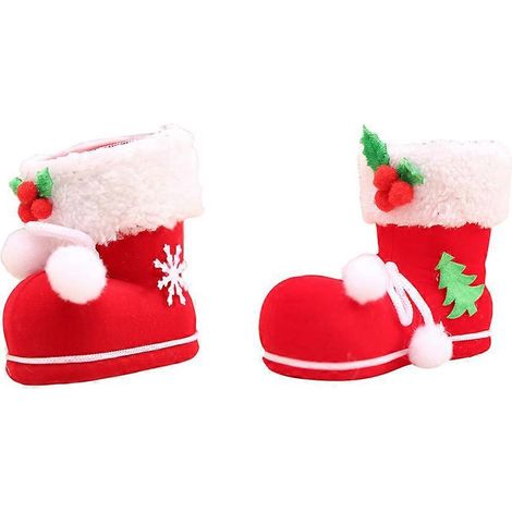 Lot de 2 bottes décoratives floquées pour ranger les bonbons de Noël. Tailles S et M.-13X10cm (1/3)