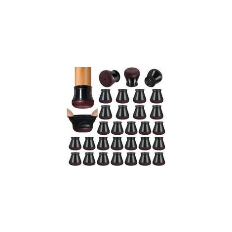 32 pièces Protection Pied de Chaise, Patins pour Chaises en Silicone avec Feutre épaissi, Noir Petit Patin de Chaise Protections Tampon de Sol, réduire Les Rayures (1/5)