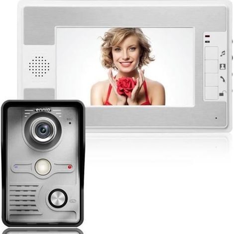 7' ' TFT LCD 1 + 1 Portier Sonnette Visuelle Visiophone interphone 1 caméra + 1 moniteur IR Vision Nocturne pour Maison (1/4)