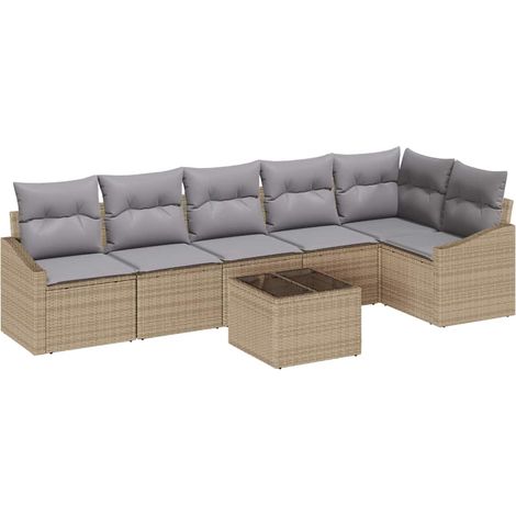Maison Exclusive - Set di divani 7 pz Beige polyrattan (1/5)
