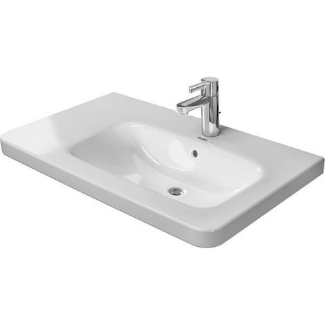 Lavabo meuble Duravit DURASTYLE vasque droiteavec trop plein plage de robinettrie 800x480mm 1 trou de robinetterie blanc