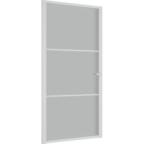 Puerta interior de vidrio y aluminio blanco mate 102,5x201,5 cm vidaXL