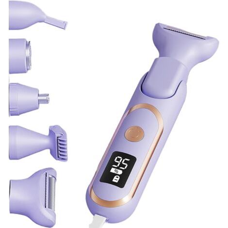 Tondeuse à poils pour femmes : soin du maillot, des jambes et des aisselles Rasoir électrique compact avec lames en acier inoxydable, utilisable sur peau sèche ou humide (1/5)