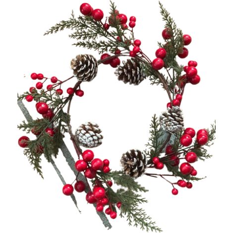 Dietroporta tondo con bacche e pigne 43cm Due esse christmas