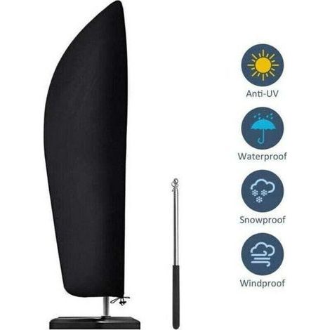 Housse de Parasol Déporté 2 à 4 m en Tissu Oxford 210D Imperméable et Résistant aux UV – Dimensions 265 x 40/70/50 cm (1/4)