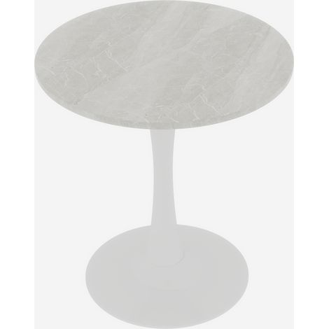 Table basse ronde en marbre blanc veiné, style milieu du siècle, 70 cm de diamètre (1/5)