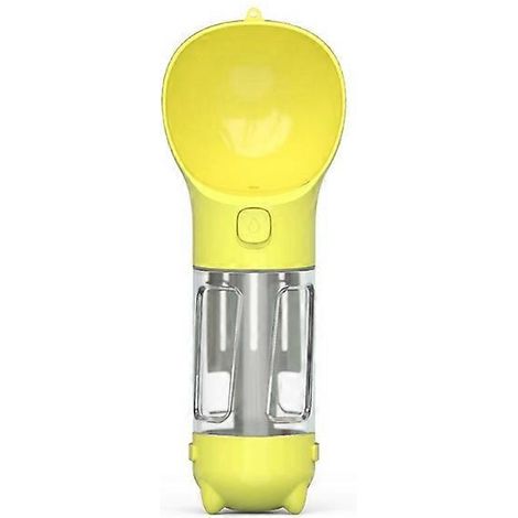 Gourde 2 en 1 pour chien, étanche, idéale pour les promenades, la randonnée et les voyages en extérieur (gris/bleu, taille XS, jaune). (1/5)