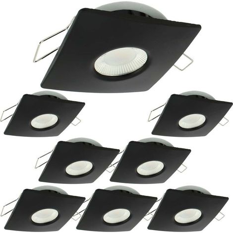 Lot de 8 Spots Encastrables LED 8W MILAN CCT IP65 IK07 Collerette Carrée Noire avec Transformateur Dimmable (1/5)