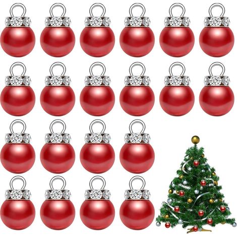 Mini Boules de Noël Rouges 20 pièces Décoration Miniature Lutin Accessoires Noël Jouet Maison Idéal DIY Bijoux, Arbre, Cadeau (1/5)