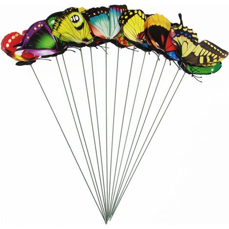 Bunte Schmetterlingsstäbe zur Gartendekoration, 50 Stück, für Rasenschmetterlinge (4 cm Schmetterlingsstiel) (1/5)
