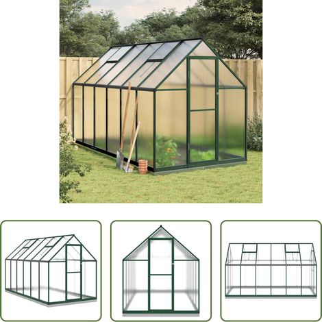 Protection des plantes - Serre avec cadre de base vert 334x169x202 cm aluminium (1/5)