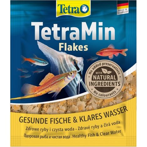ALIMENTO PER PESCI D'ACQUARIO, FIOCCHI MULTIINGREDIENTE, BUSTINA MINIMA 12G