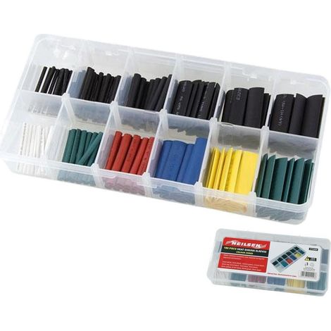 Neilsen 180pc Cable Tube Sleeving Wire Wrap Electrical Heat Shrink Tubing Set