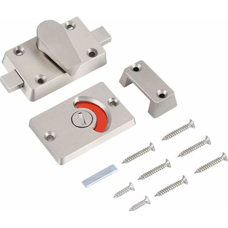 Verrou de porte à vis avec indicateur de confidentialité, verrou de sécurité pour salle de bain et toilettes, en alliage de zinc. (1/4)
