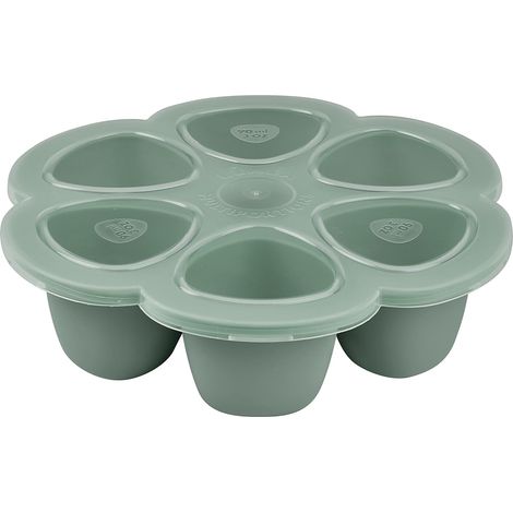 Moule à Portions en Silicone - 6 Alvéoles de 90ml - Qualité Premium Résistant - Pour Congélation et Cuisson - Idéal Purées Bébés et Mignardises - Vert Sauge (1/5)