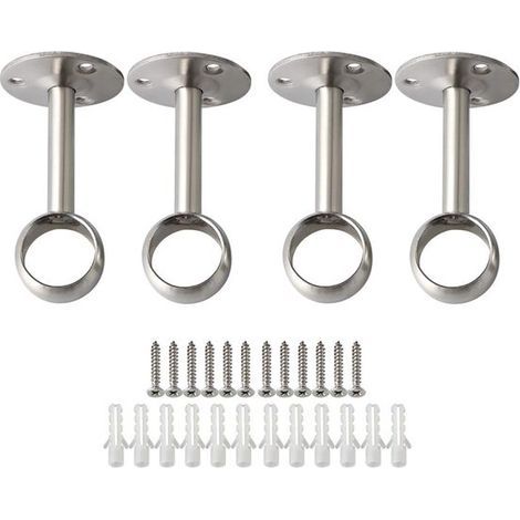 Gardinenstangenhalterung – 4er-Set – Für 25-mm-Rundrohre – Deckenhalterung aus Edelstahl für Gardinenstangen – Silber (1/5)