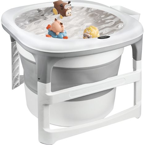 Haloyo – Baignoire bébé pliable avec indicateur de température – Matériaux écologiques PVC et plastique – Dimensions 77x75x67cm – Sécurisée avec mains courantes