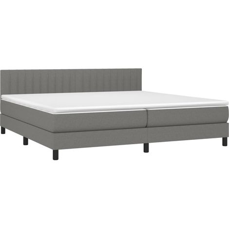 Struttura letto LED con testiera boxspring materasso 200x200 cm tessuto grigio scuro TDL0208281
