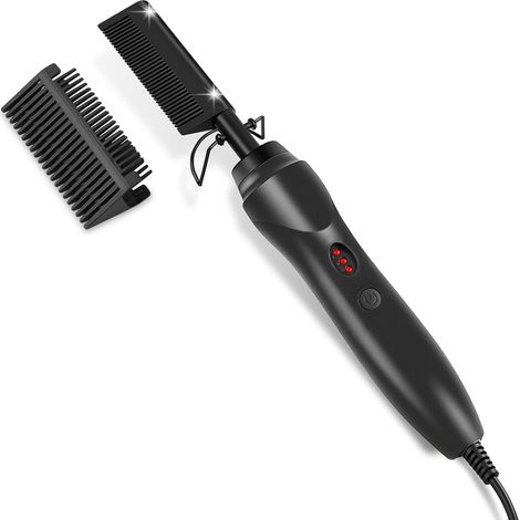 Heated Comb, 2-in-1 Wig Brush, Ceramic Straightening Comb, 180℃ Temperature Control, 3 Fast Heating Settings, for Long and Short Beard Styles, Wigs (1/5)
