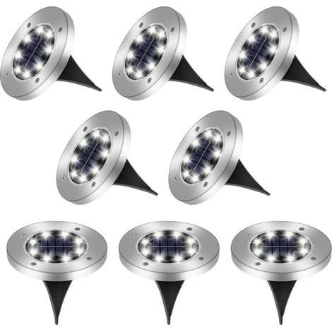 Set of 8 outdoor LED solar lights – IP65 waterproof – Cool white color – Easy installation for gardens and terraces (1/5)