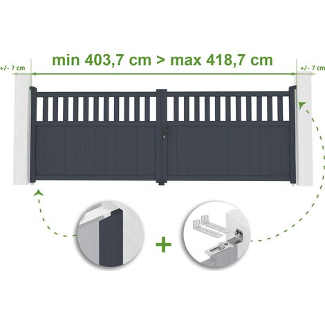 Puerta batiente regulable ancho SANTIS 4m Alt.140cm aluminio Gris antracita (1/4)