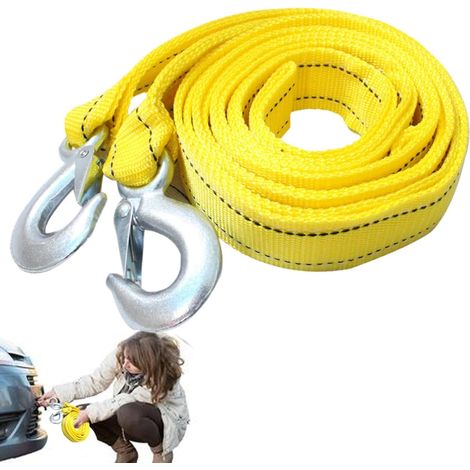 Sangle de traction – Câble de remorquage pour camion – Sangle de remorquage en nylon avec crochets Corde de récupération de véhicule, corde de remorquage fluorescente forte à utilisation durable, co (1/5)