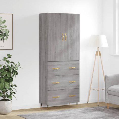 Buffet haut, Meuble de Rangement, Armoire de Cuisine Sogris 69,5x34x180 cm Bois d'ingénierie NKK22966 (1/5)