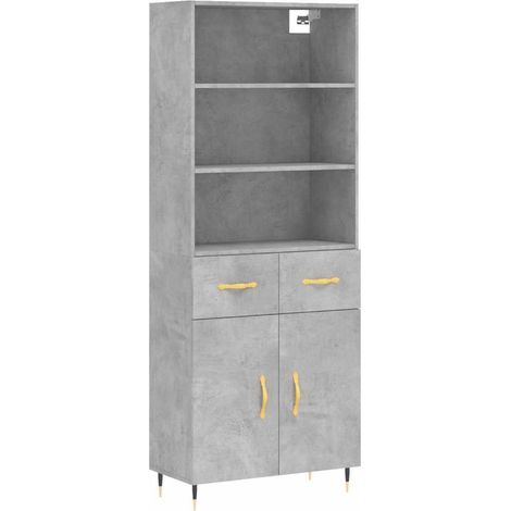 Maison Exclusive - Buffet haut Gris béton 69,5x34x180 cm Bois d'ingénierie