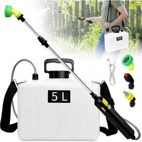Pulvérisateur électrique de Jardin, pulvérisateur à épaule Multifonctionnel Fonctionnel Efficace, USB, Tige rétractable pour Le Nettoyage de la, 5L Blanc (1/5)