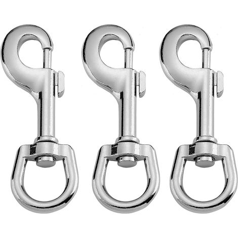 Moschettone girevole in acciaio inox a 3 pezzi, gancio portachiavi, per guinzaglio per cani, zaino, cintura (68 mm)
