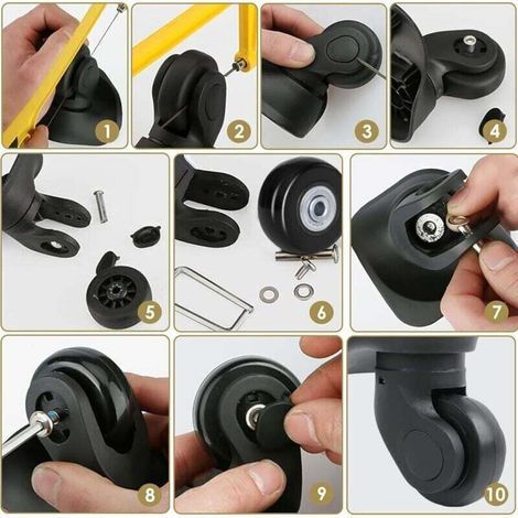 Set di 4 ruote piroettanti di ricambio in gomma per valigie, 45 x 18 mm (1/3)