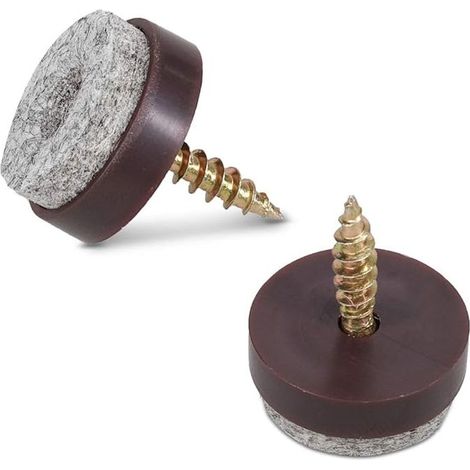 50x Patins à vis en Feutre - Patins à Visser 20 mm pour Protection du Sol pour chaises et Meubles - Feutre et Plastique - Rond (1/5)
