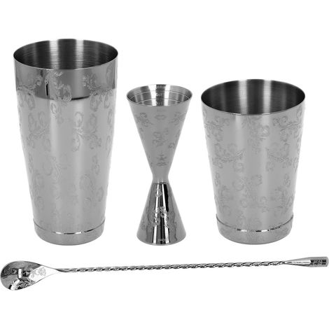 Boston Shaker Set, multifunktional, Cocktailsieb aus Edelstahl 304, Vintage-Print, 2er-Set (1/5)