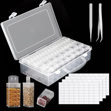 Caja de almacenamiento de semillas  Organizador de semillas de 48 compartimentos con etiquetas y pinzas para almacenar semillas de flores y hortalizas. (1/5)