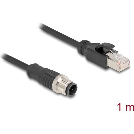 Delock Cable M12 codificado D 4 pin macho a RJ45 macho PVC 1 m