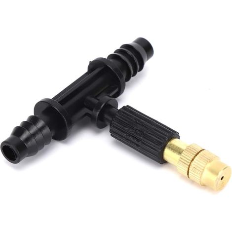 10 pièces buse de brumisation, buse d'eau de brumisation avec connecteur en T, accessoire de refroidissement d'irrigation de jardin, raccord de tuyau d'air, buses de (1/5)