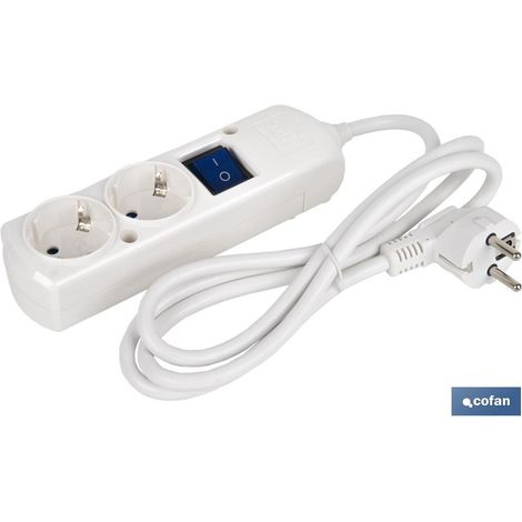 Base bipolaire 2 prises et rallonge 1,5 m avec interrupteur Luminos 16a250v (1/4)