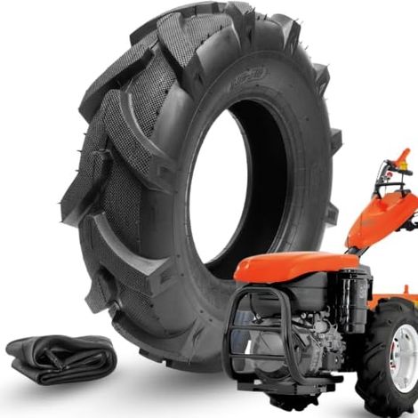 1 Pneumatico 5.00-10 6PR + Camera d’Aria Kit Gomma Rinforzata per Motozappa, Motocoltivatore e Falciatrice (1/5)