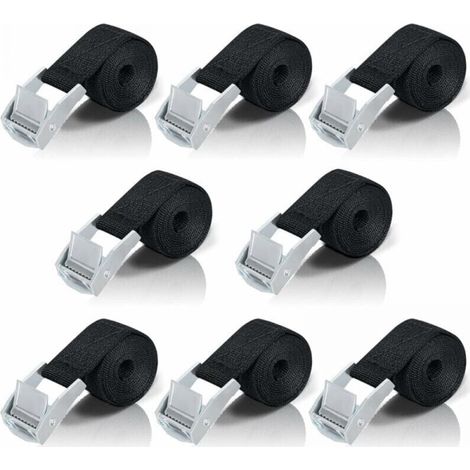 tensioning strap, 8-piece ratchet strap with zinc alloy buckle for securing motorcycle/car/bike rack/luggage/traction handling, (1/4)
