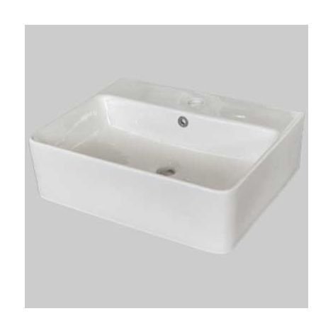 Lavabo appoggio in ceramica rettangolare 50 c/foro - cm 52x40